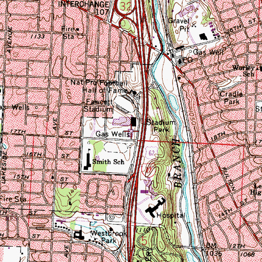 Topographic Map of C T Branin Natatorium, OH