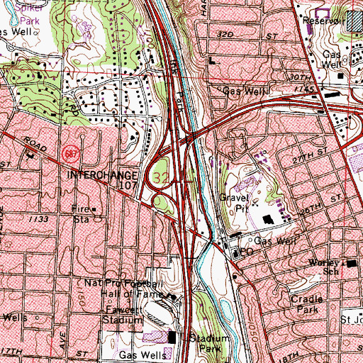 Topographic Map of Interchange 107, OH