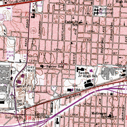 Topographic Map of Maryland Avenue Baptist Church, OH