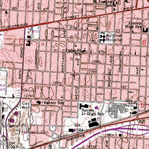 Topographic Map of Eleventh Street Church of God, OH