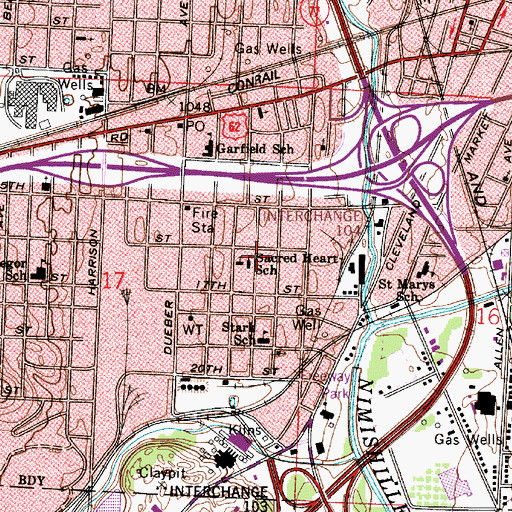 Topographic Map of Sacred Heart of Jesus Catholic Church, OH