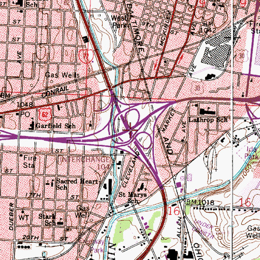 Topographic Map of Interchange 104, OH