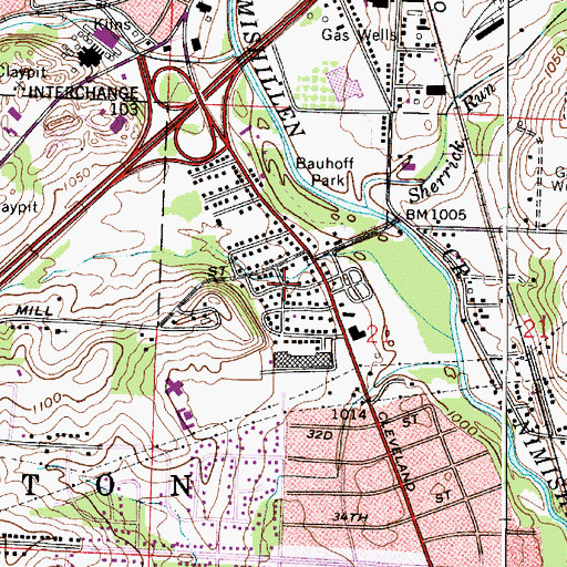 Topographic Map of Industrial Heights, OH