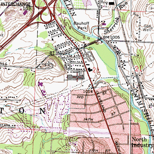 Topographic Map of Southgate Shopping Center, OH