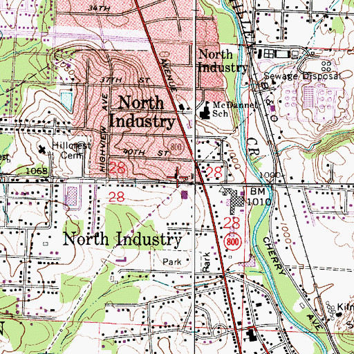 Topographic Map of North Industry United Methodist Church, OH