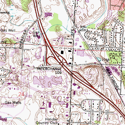 Topographic Map of Interchange 109, OH