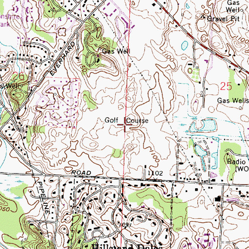 Topographic Map of Tam O'Shanter Golf Course, OH