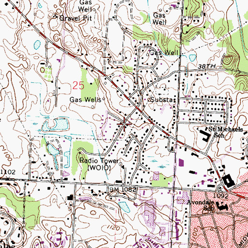 Topographic Map of Monterey Heights, OH