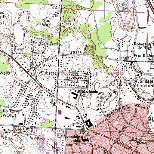 Topographic Map of Sweetbriar, OH