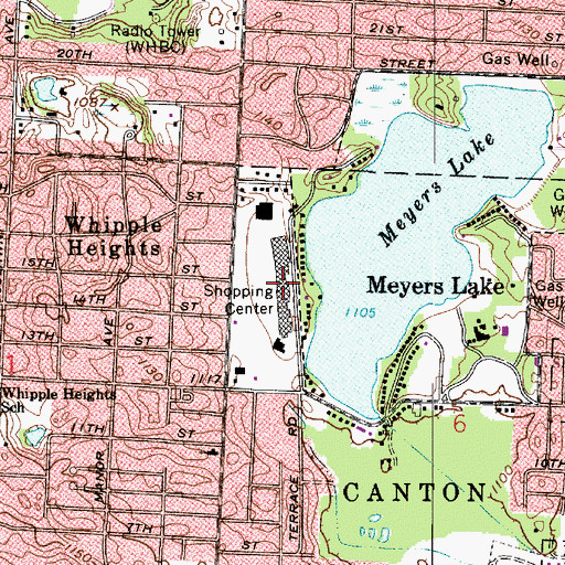 Topographic Map of Meyers Lake Plaza Shopping Center, OH
