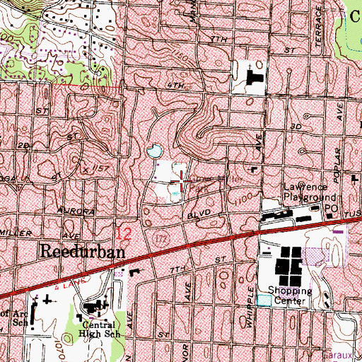 Topographic Map of Grove Miller Park, OH