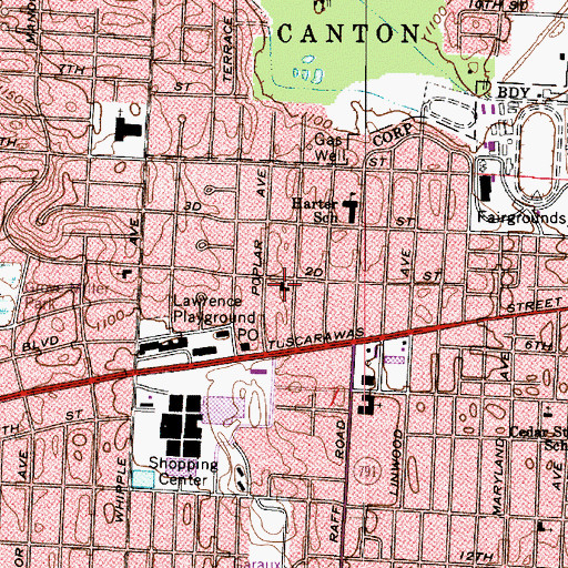 Topographic Map of Westminster Presbyterian Church, OH