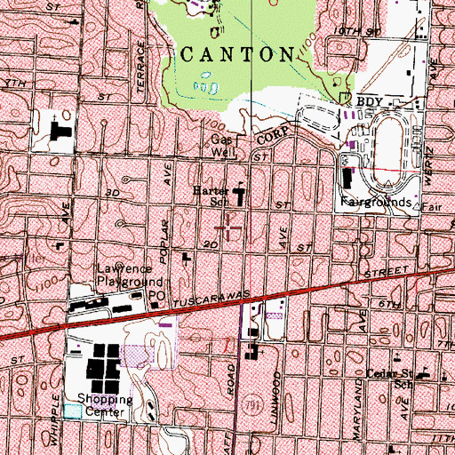 Topographic Map of Harter Heights, OH