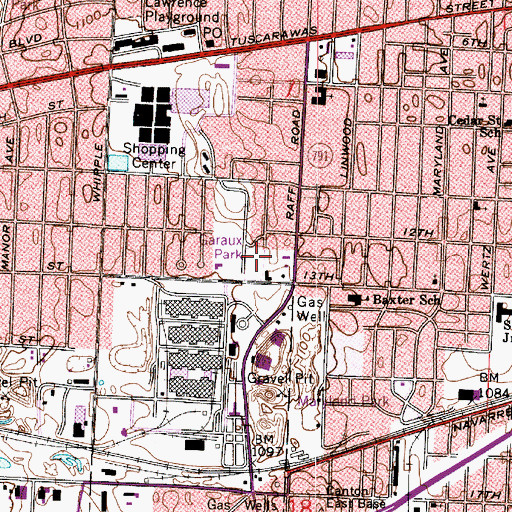 Topographic Map of Garaux Park, OH