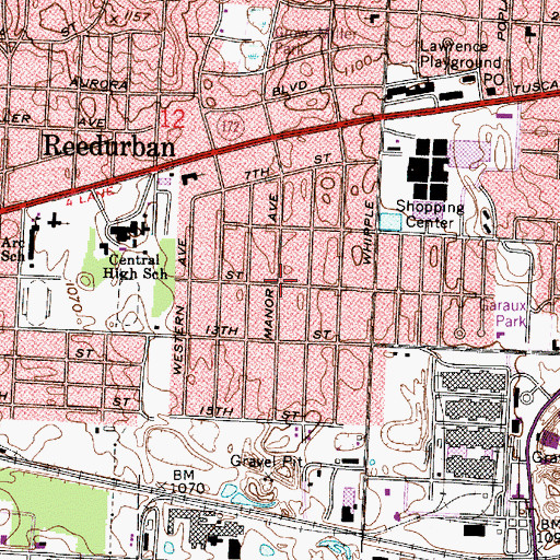 Topographic Map of West Manor, OH