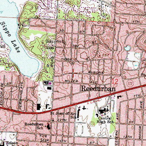 Topographic Map of Mount Marie Heights, OH