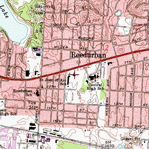 Topographic Map of Saint Joan of Arc Catholic Church, OH
