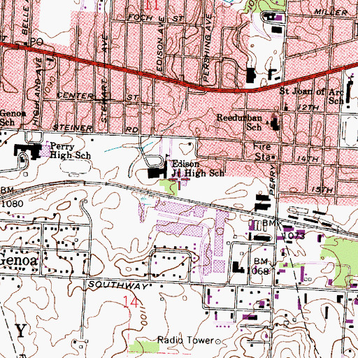 Topographic Map of Pfeiffer Middle School, OH