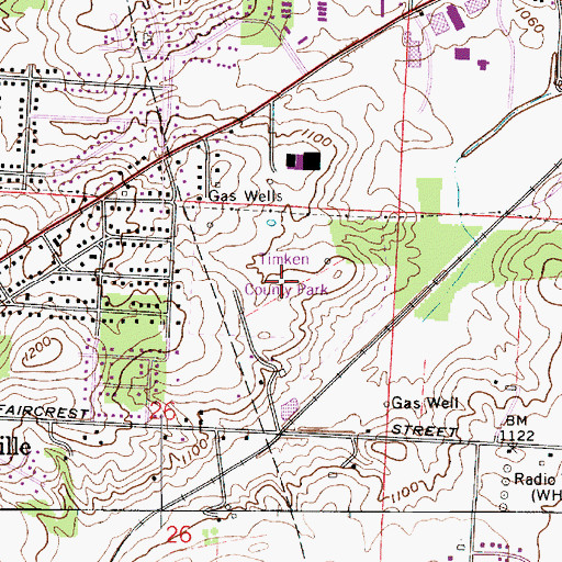 Topographic Map of Timken County Park, OH