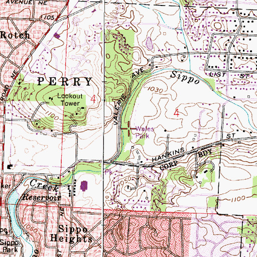 Topographic Map of Wales Park, OH
