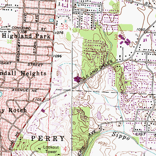 Topographic Map of Hills and Dales Mini-Mall Shopping Center, OH