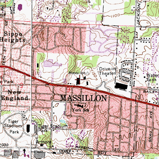Topographic Map of Oakpark Centre Shopping Center, OH