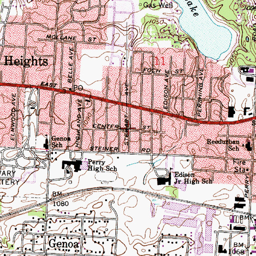 Topographic Map of Edgewood Park, OH