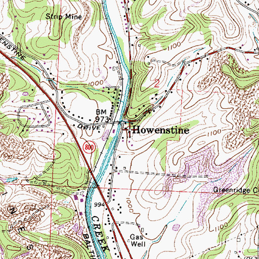 Topographic Map of Howenstine Christian Church, OH