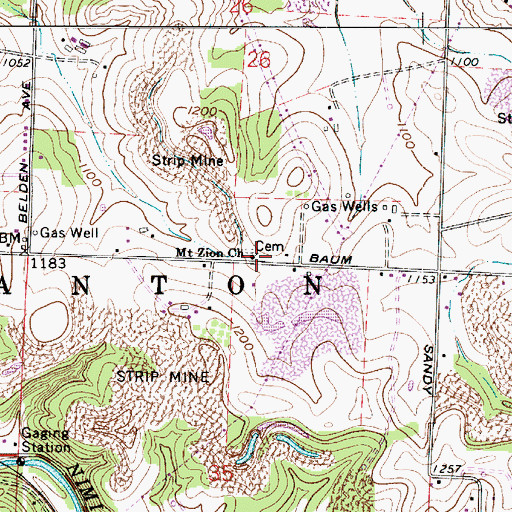 Topographic Map of Mount Zion United Methodist Church, OH