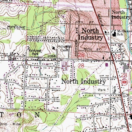 Topographic Map of Faircrest Memorial Middle School, OH