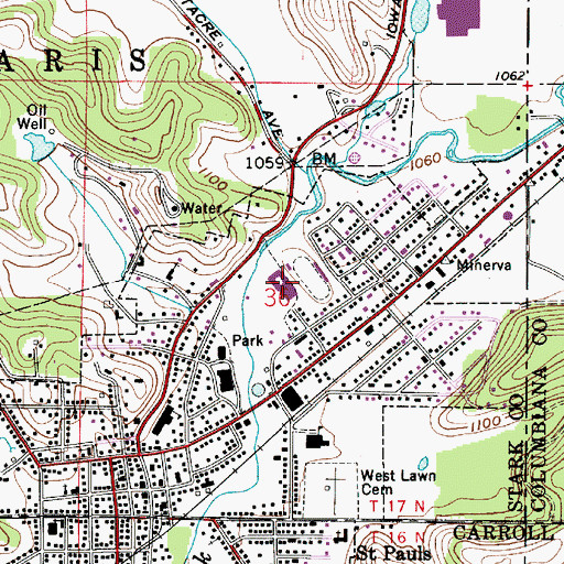 Topographic Map of Minerva High School, OH