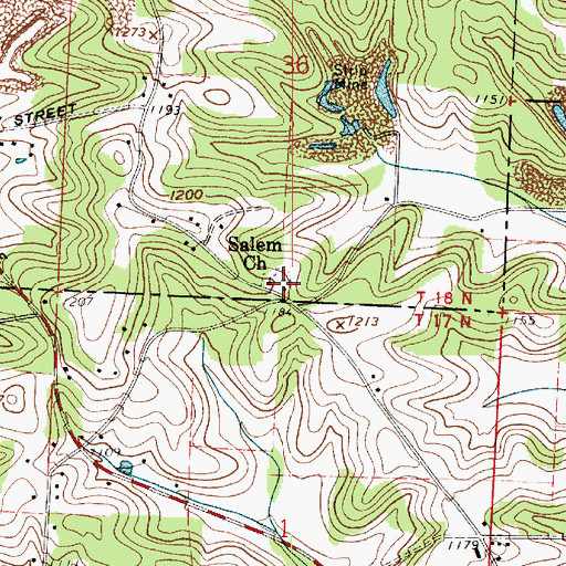 Topographic Map of Salem Cemetery, OH