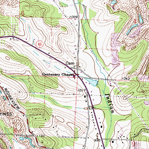 Topographic Map of Centenary Chapel, OH
