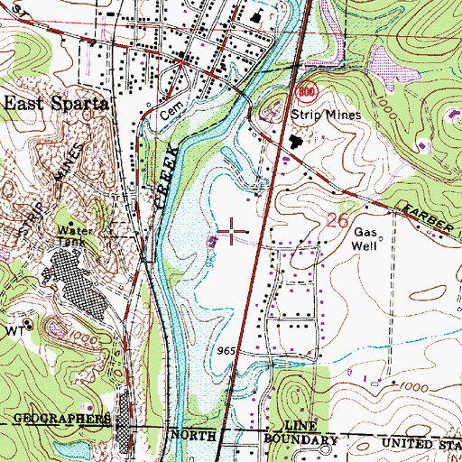 Topographic Map of Sandy Valley Community Park, OH
