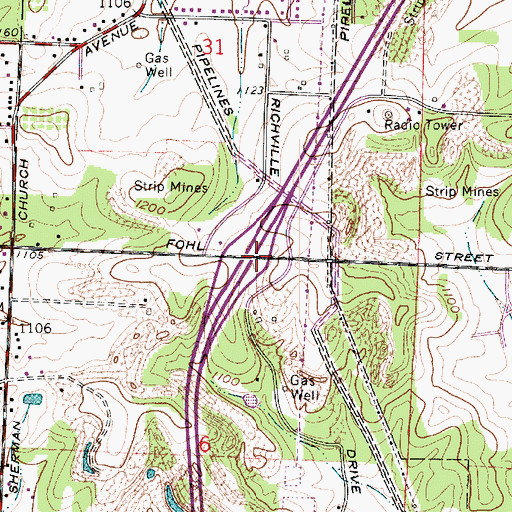 Topographic Map of Interchange 99, OH