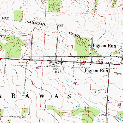 Topographic Map of Pigeon Run School (historical), OH