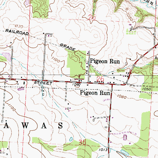 Topographic Map of Pigeon Run Evangelical United Brethren Church, OH