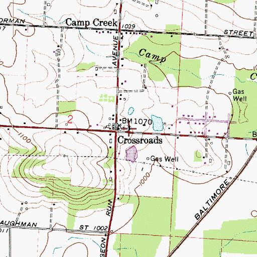 Topographic Map of Crossroads School (historical), OH