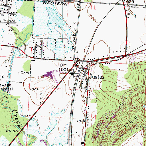 Topographic Map of Justus Middle School, OH