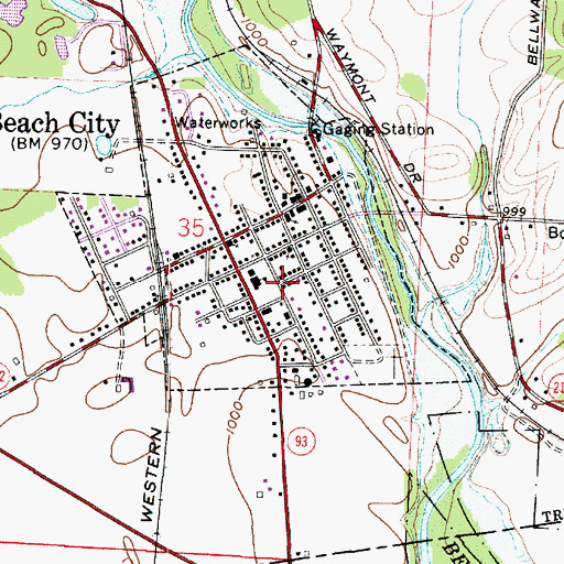 Topographic Map of Beach Elementary School, OH