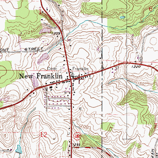 Topographic Map of New Franklin Methodist Church, OH