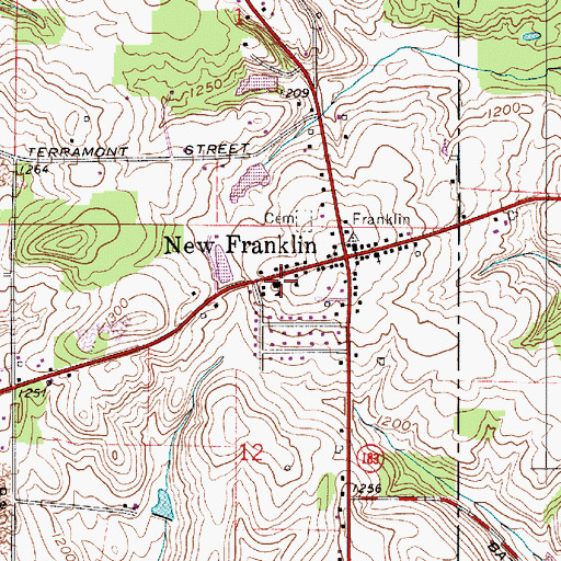 Topographic Map of New Franklin School (historical), OH