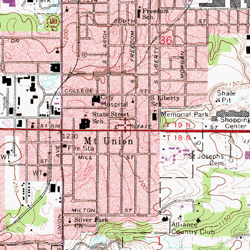 Topographic Map of Carnation City Center Shopping Center, OH