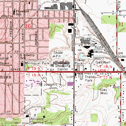 Topographic Map of College Plaza Shopping Center, OH