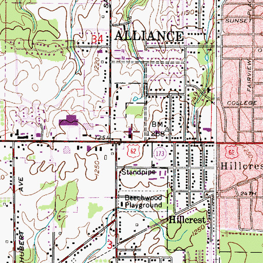 Topographic Map of Alliance Plaza Shopping Center, OH