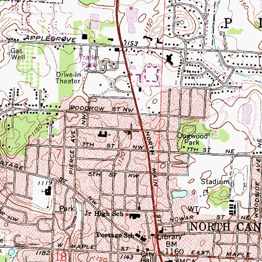 Topographic Map of North Canton Church of Christ, OH