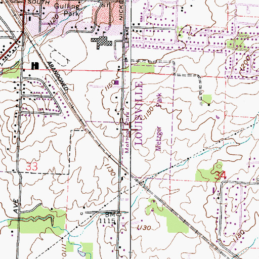 Topographic Map of Metzger Park, OH
