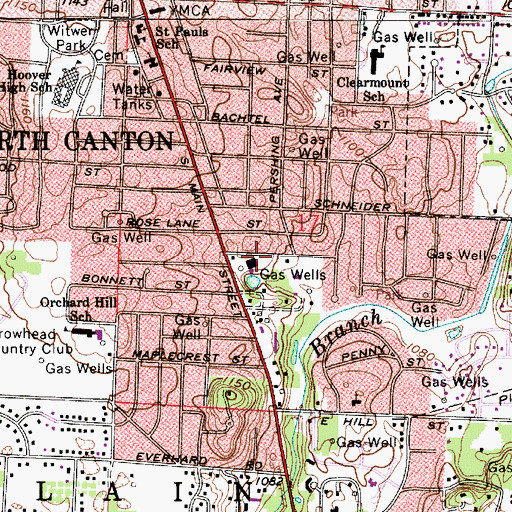 Topographic Map of North Canton Plaza Shopping Center, OH