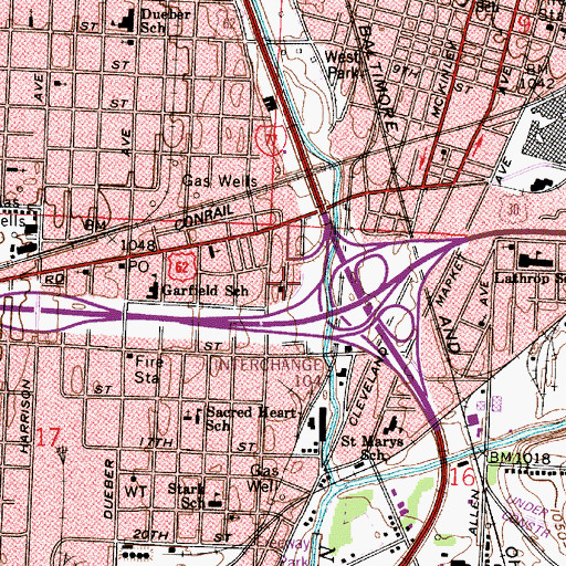 Topographic Map of All Saints Catholic Church, OH