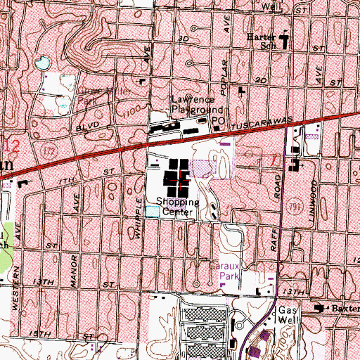 Topographic Map of Canton Centre Shopping Center, OH